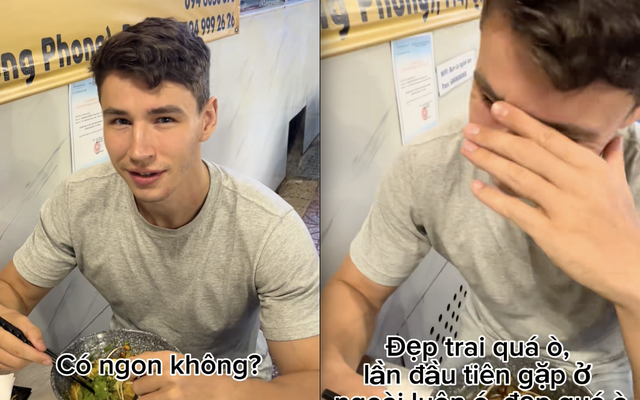 Đang đi ăn mì Quảng, khách Tây ngượng đỏ cả mặt khi gặp phải tình huống không ngờ tới