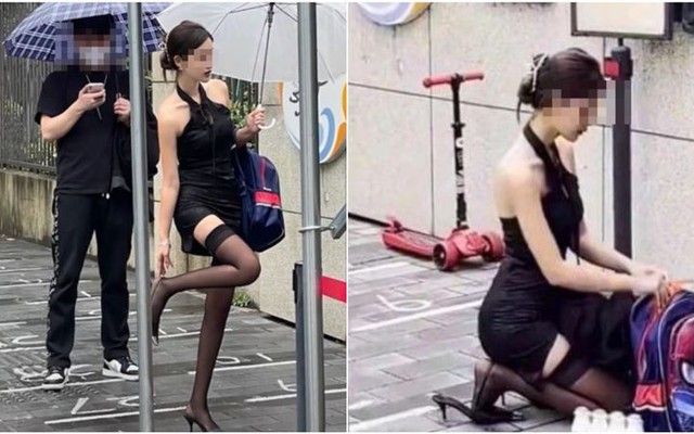 Bà mẹ mặc váy ngắn táo bạo đón con gây bão mạng: Sự thật lộ ra khiến mọi người bức xúc