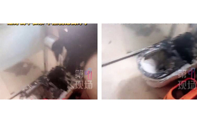 Bồn cầu thông minh nổ tung khiến tường cháy đen, sàn ngập nước