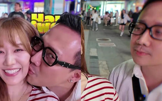 Trấn Thành liên tục hôn má Hari Won ở Hàn Quốc