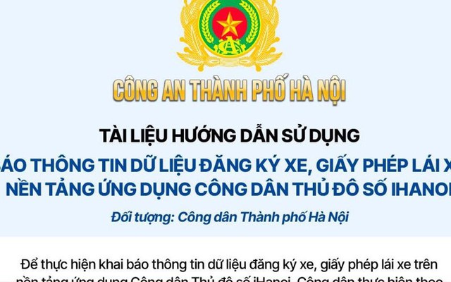Các bước khai báo thông tin đăng ký xe, GPLX qua ứng dụng iHanoi