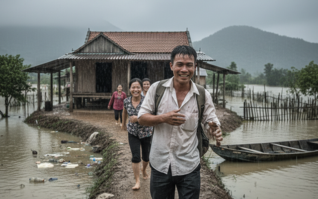 Trở về sau 4 ngày mất tích trong lũ, người nhà vỡ òa vui sướng