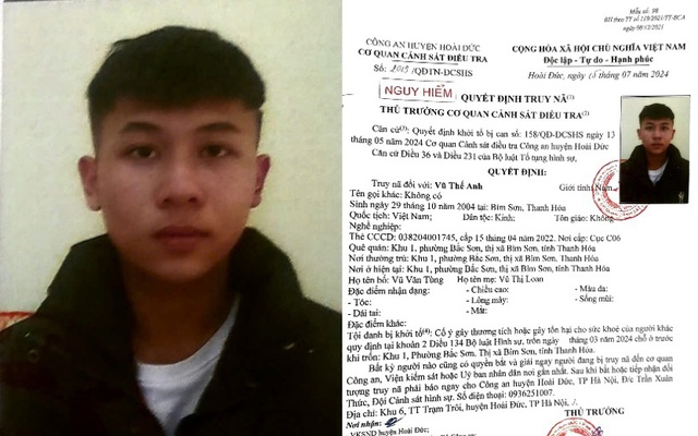 Quyết định truy nã Vũ Thế Anh sinh năm 2004