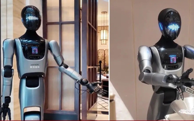 Khách sạn ở Trung Quốc dùng robot hình người làm lễ tân, dọn phòng