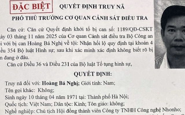 Truy nã đặc biệt Chủ tịch Công ty Hoàng Bá Nghị