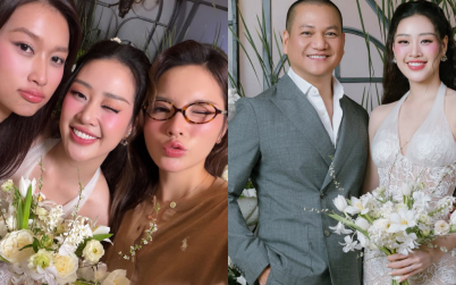 Tiệc "hấp hôn" của Khánh Vân: Hoa hậu Thiên Ân - Kỳ Duyên sánh đôi, cô dâu lộ chi tiết đáng ngờ
