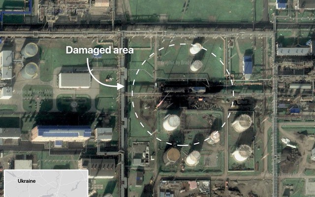 Ảnh vệ tinh xác nhận thiệt hại tại nhà máy lọc dầu Afipsky sau cuộc tấn công
