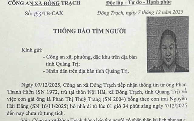 Mẹ trẻ bế con sơ sinh mất tích bí ẩn lúc rạng sáng ở Quảng Trị