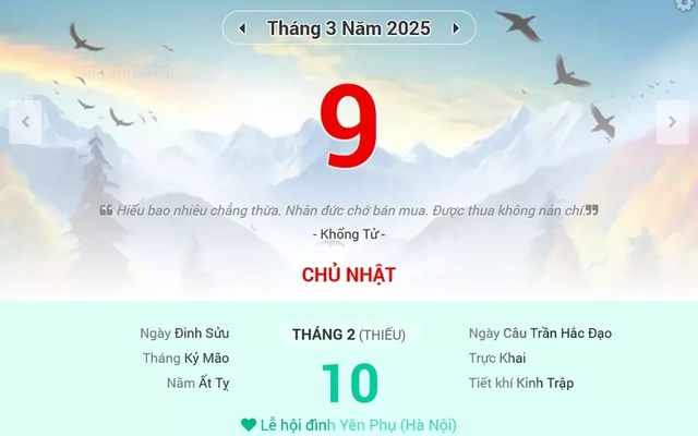 Lịch âm 9/3 - Xem lịch âm ngày 9/3