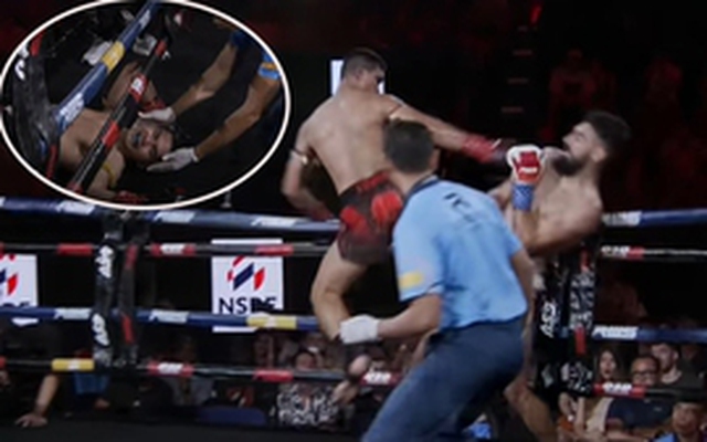 Cao thủ Muay Thái bị xử thua sau pha phi thân rồi ngã lộn cổ trên võ đài
