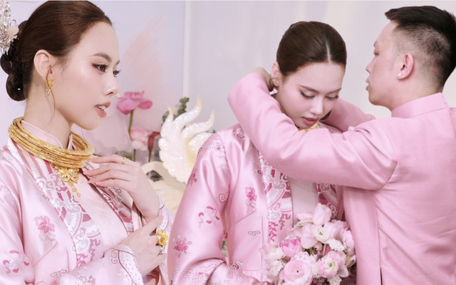 HOT: Á hậu Vbiz công khai chồng doanh nhân trong lễ ăn hỏi bí mật, vàng sính lễ trĩu cổ gây choáng!