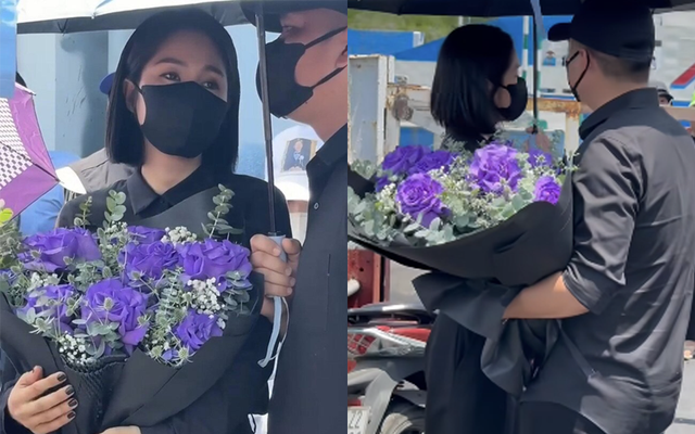 Chi tiết Lê Phương mang 8 bông hoa hồng tím tới lễ thủy táng Quý Bình, giờ mới hiểu ý nghĩa đằng sau