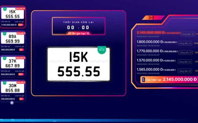 Biển "ngũ quý 5" Hải Phòng gây sốt, giá chốt hơn 2,1 tỷ đồng