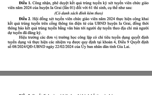Đã có yêu cầu tạm dừng, một huyện ở Gia Lai vẫn bất chấp tuyển dụng 61 viên chức