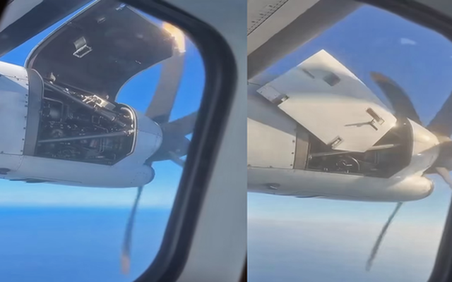 Nắp động cơ máy bay ATR 72 bị bẻ cong, bung bật giữa trời