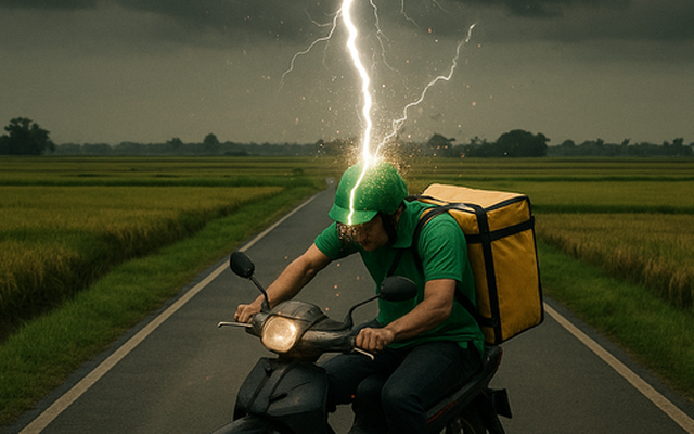 Nam shipper bị sét đánh ngã xuống đường bất tỉnh