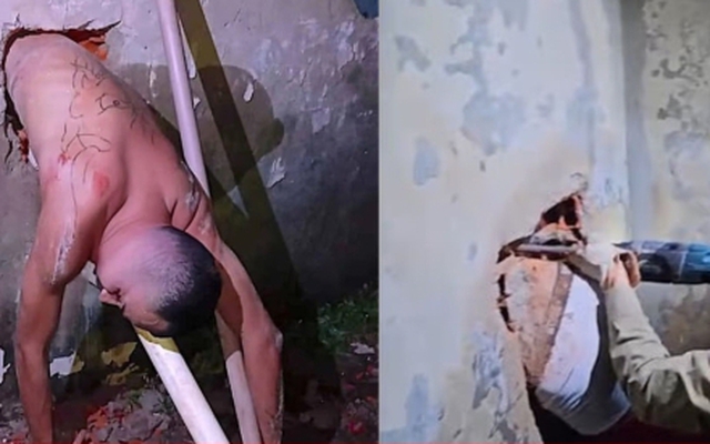 Tù nhân vượt ngục kẹt trong tường vì đào lỗ quá bé, phải gọi cảnh sát giải cứu
