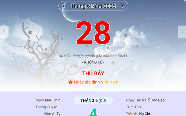 Lịch âm 28/6 - Xem lịch âm ngày 28/6