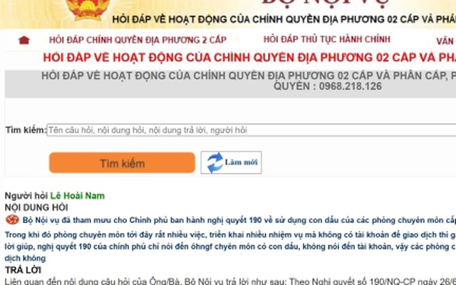 Bộ Nội vụ công bố hotline hỏi đáp về chính quyền địa phương 2 cấp