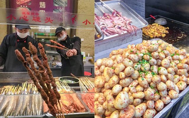 Khách Việt thảng thốt khi gọi xiên nướng ven đường ở Trung Quốc: "Tôi không biết nuốt kiểu gì luôn"