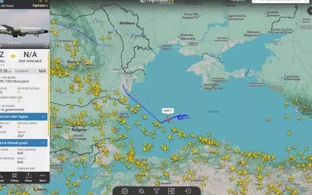 Máy bay trinh sát Mỹ liên tiếp xuất hiện trên Biển Đen