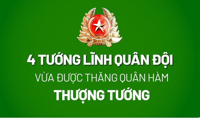 Chân dung bốn tướng lĩnh Quân đội vừa được thăng quân hàm Thượng tướng