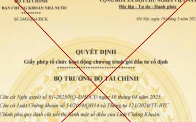 Cảnh báo văn bản giả mạo Bộ Tài chính, Ủy ban Chứng khoán Nhà nước để lừa đảo