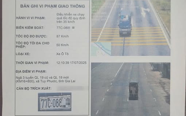 Công an gửi thông báo phạt nguội đến tài xế vượt tốc độ hơn 20 lần, số tiền phạt hơn 100 triệu đồng
