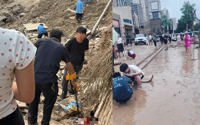 Gần 20kg vàng, đá quý bị nước lũ cuốn trôi khỏi một cửa hàng, người dân mang máy dò kim loại đến tìm