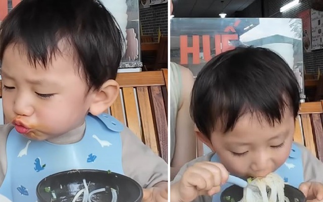 Em bé Nhật Bản lần đầu ăn 1 món bún Việt Nam, có phản ứng khiến nghìn người 'tan chảy'
