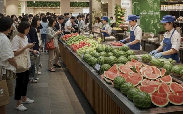 Người dân tại nước châu Á này đang phải xếp hàng vài giờ đồng hồ chỉ để mua dưa hấu đã gọt vỏ: VÌ SAO?