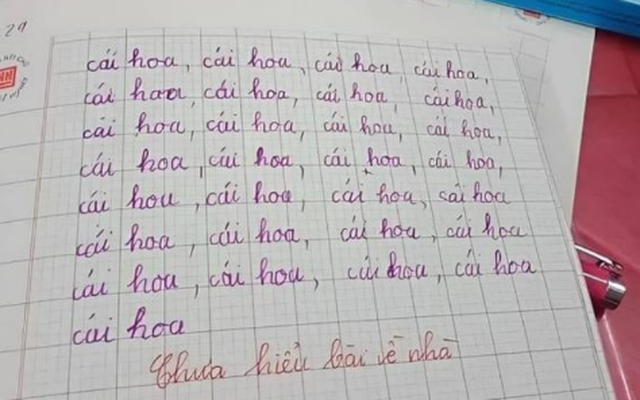 Bài tập viết 29 chữ cái hoa của học sinh lớp 1 bá đạo đến độ dân mạng chỉ biết cười: "Em là nhất, không ai hơn được em"