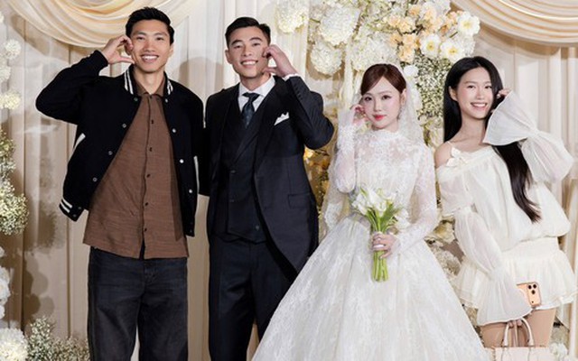 Doãn Hải My khoe visual sáng bừng, cực tinh tế khi cùng Văn Hậu dự đám cưới của thủ môn U23 Việt Nam