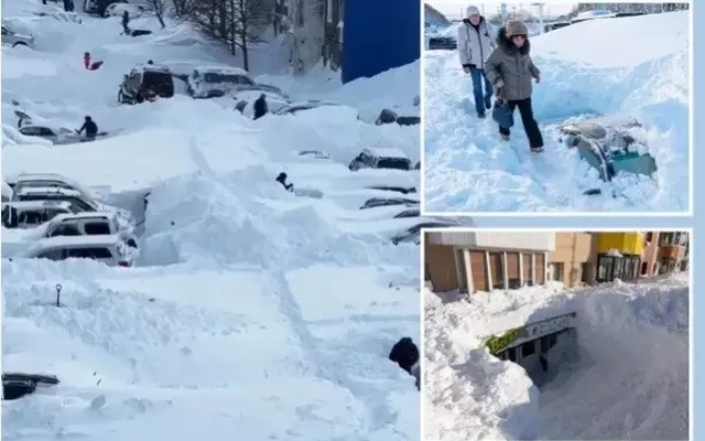 Thảm họa tuyết chôn vùi ô tô, nhà cửa khiến người dân phải tự đào thoát