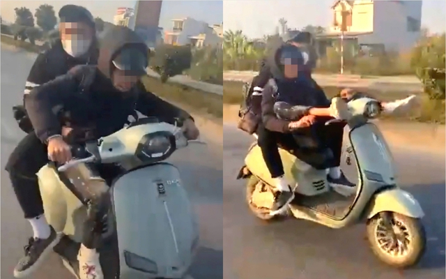 Tịch thu phương tiện của thiếu niên dùng chân lái xe