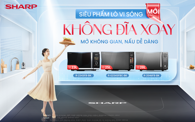 Sharp ra mắt lò vi sóng không đĩa xoay mới: Mở không gian, nấu dễ dàng