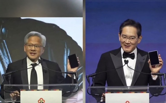 Chủ tịch Samsung và CEO NVIDIA cùng khoe Galaxy Z Fold8 đang sử dụng