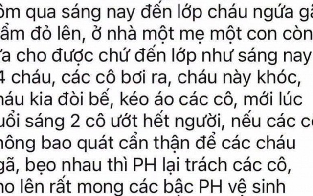 Tin nhắn của một cô giáo mầm non khiến nhiều cư dân mạng đọc xong toát mồ hôi: Vất vả còn hơn người giúp việc!