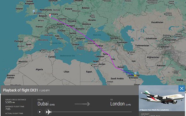 Một máy bay Airbus xuất phát từ Dubai bỗng phát tín hiệu khẩn cấp 7700