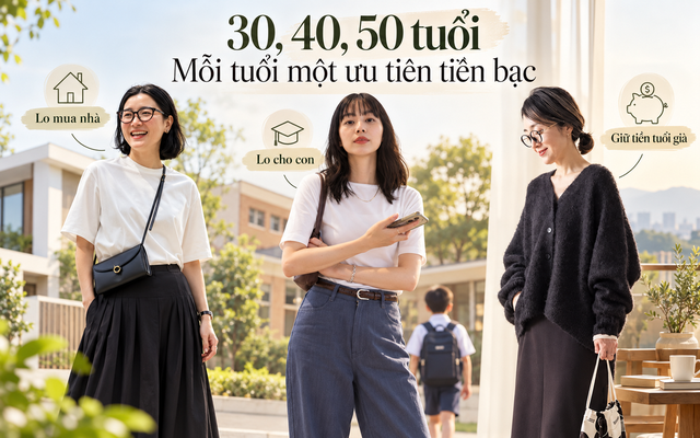 Cùng thu nhập 30 triệu/tháng nhưng khác giai đoạn sống: Tuổi 30 lo mua nhà, tuổi 40 lo cho con, tuổi 50 bắt đầu giữ tiền cho tuổi già