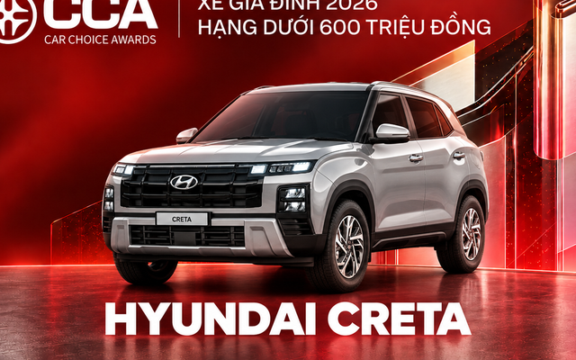 Hyundai Creta thắng giải ‘Xe gia đình 2026 - Hạng dưới 600 triệu đồng’ tại CCA 2026 dù không đứng top bình chọn