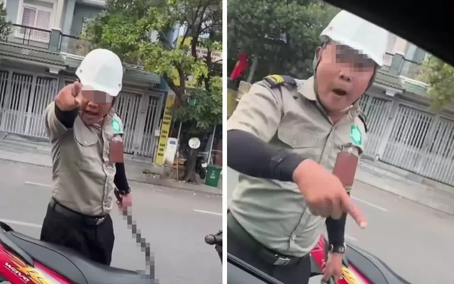 Hai người mặc đồ bảo vệ, cầm hung khí đe dọa tài xế tại TPHCM