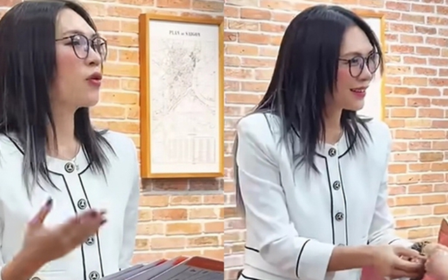 Mỹ Tâm cầm xấp phong bì tiền mặt, cúi đầu trước nhân viên lớn tuổi