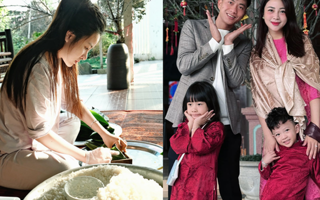 Võ Nhật Linh đảm đang gói bánh chưng, gửi trọn yêu thương cho Phan Văn Đức khi phải thi đấu xa nhà ngày Tết