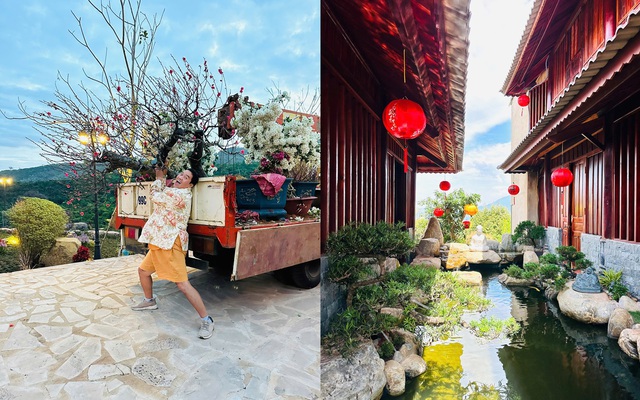 Nam nghệ sĩ đón Tết ở cơ ngơi 10.000 m2, đẹp như khu nghỉ dưỡng, hoa phủ kín nhà