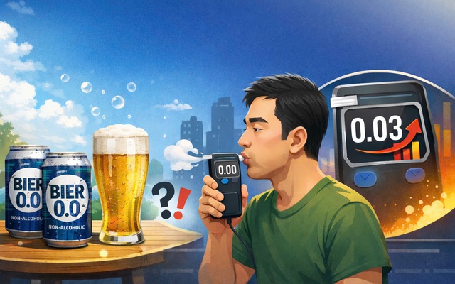 Uống bia 0 độ, thổi nồng độ cồn có lên?