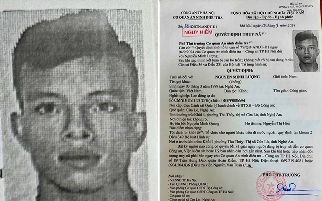 Truy nã Nguyễn Minh Lượng SN 1999