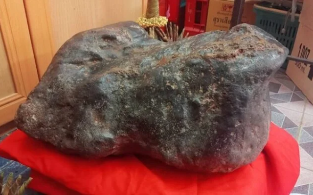 Tảng đá hình con ếch trong cửa hàng bỗng xuất hiện vệt vàng lạ sau Tết, người dân kéo đến xem kín nhà