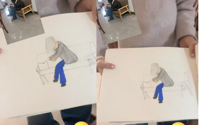 Con gái vẽ tranh tặng mẹ, nhân vật chính xem xong ngượng chín mặt: Ôi con ơi!