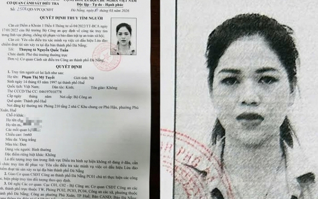 Ra quyết định truy tìm Phạm Thị Mỹ Tuyết sinh năm 1997